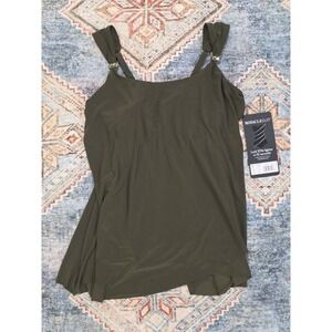 Miraclesuit Tankini Top Size 12 Olive Green Dazzle Nori Slimming Swimwear NWT